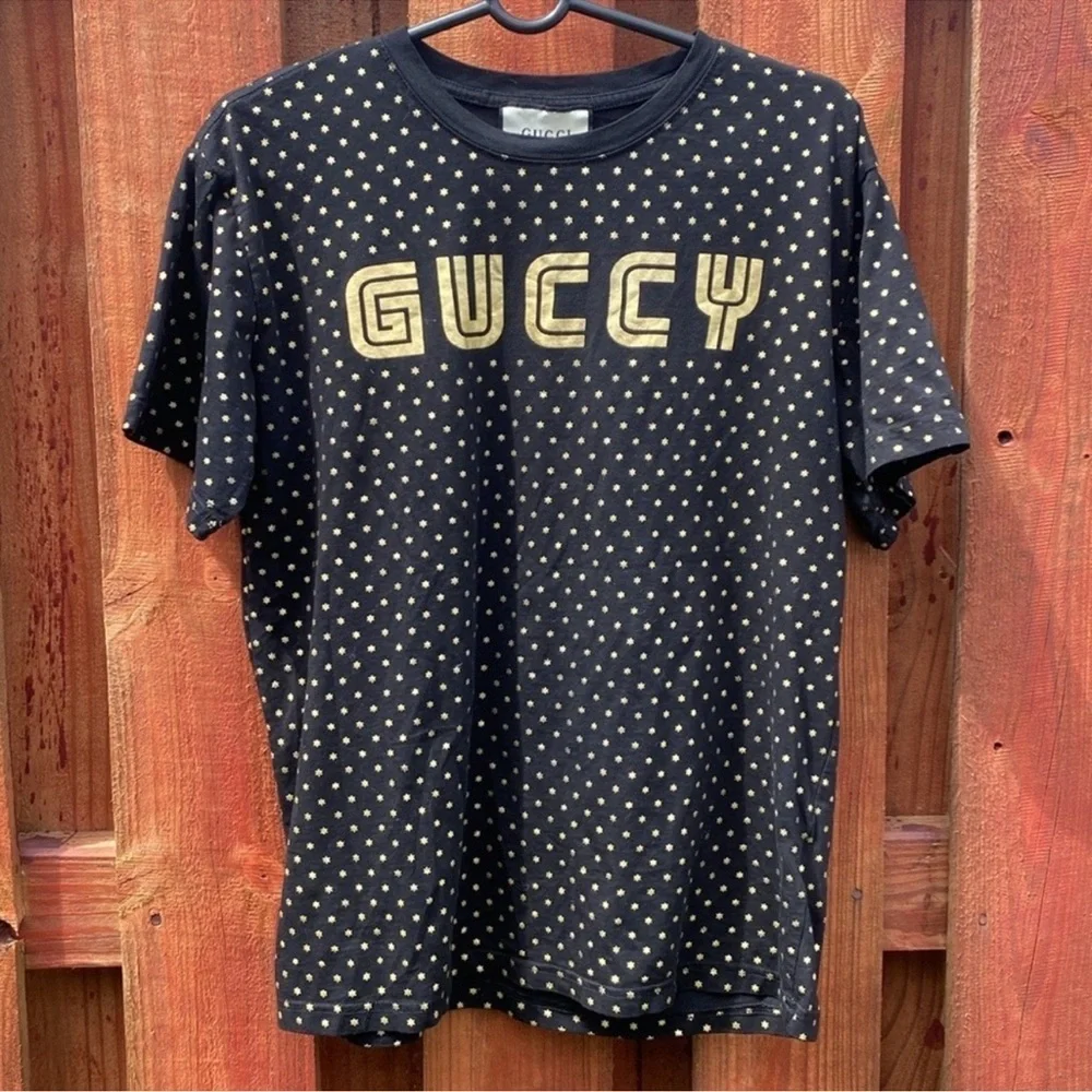 Gucci Men's Tee in Black with Gold Accents XL